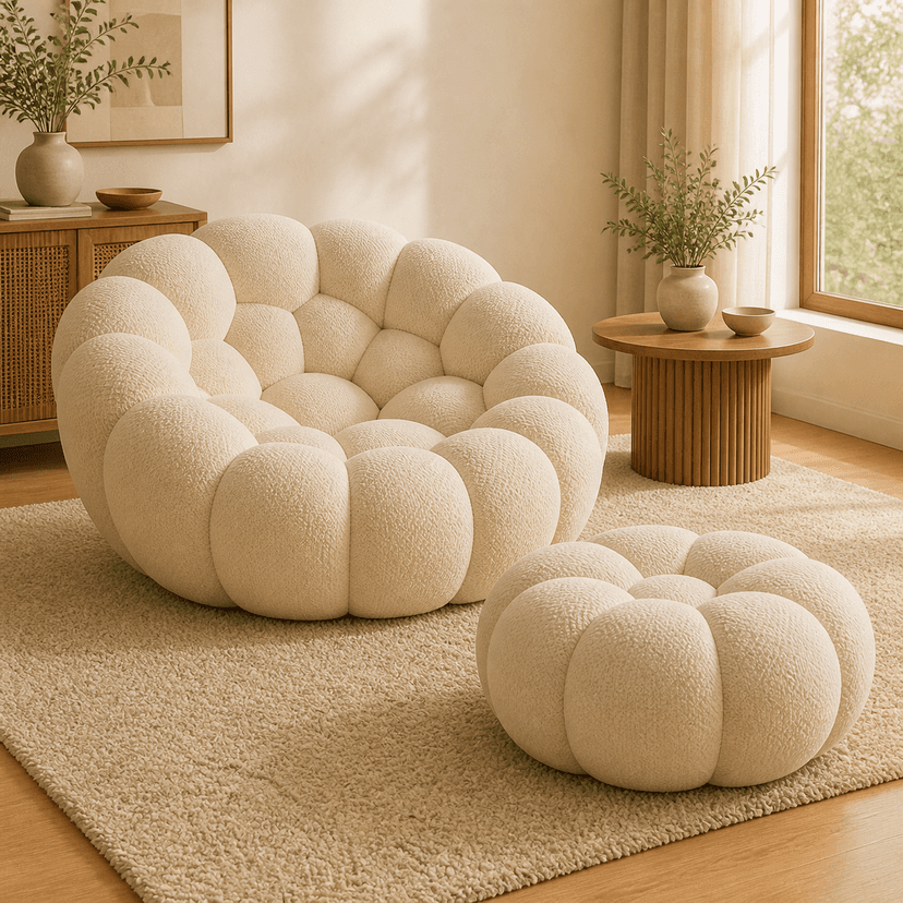 Bubble Sofa off-whitesingle seat + ottoman - modular compressed modular sofa