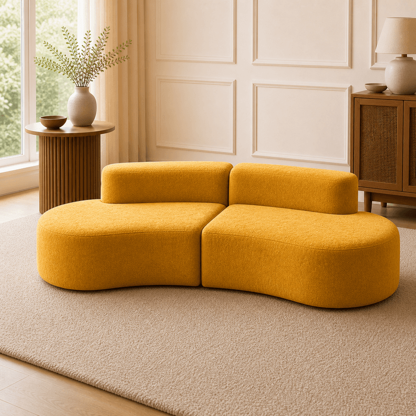 Cashew Sofa double seat / mustard yellow - two-seat compressed foam sofa