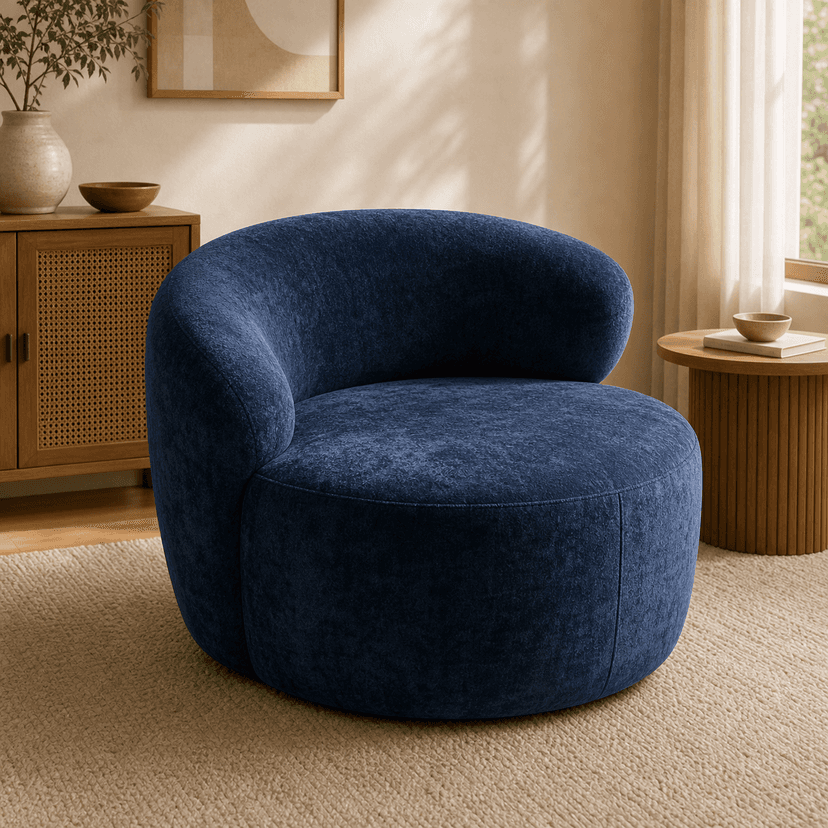Cashew Sofa deep blue - single-seat compressed foam sofa