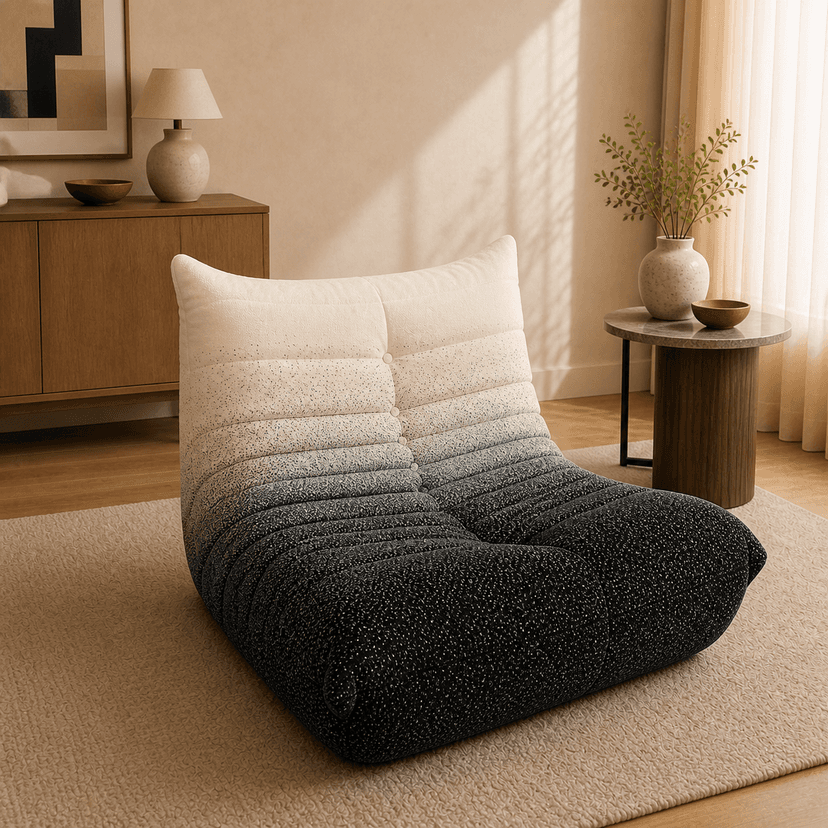 Caterpillar Sofa single seat / black-white gradient - single-seat compressed foam sofa