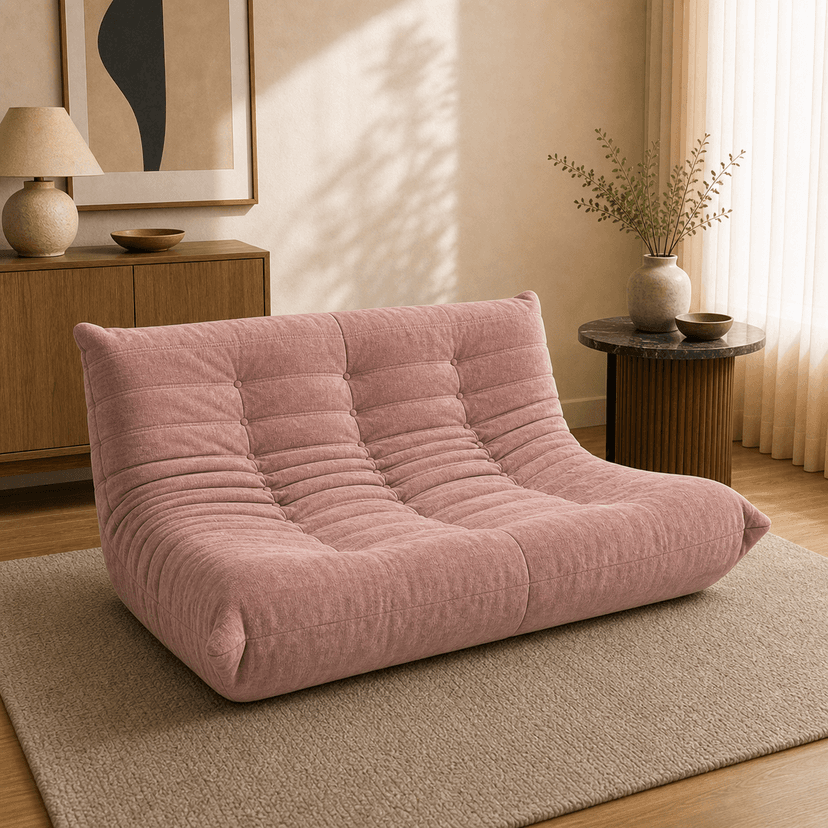 Caterpillar Sofa double seat / pink - two-seat compressed foam sofa
