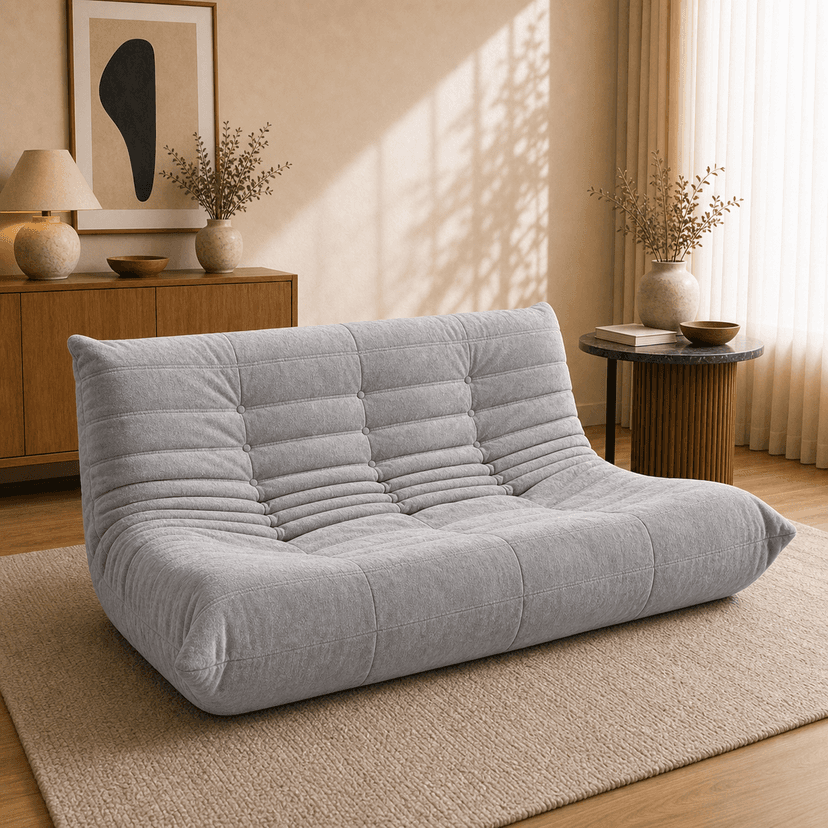 Caterpillar Sofa double seat / light gray - two-seat compressed foam sofa