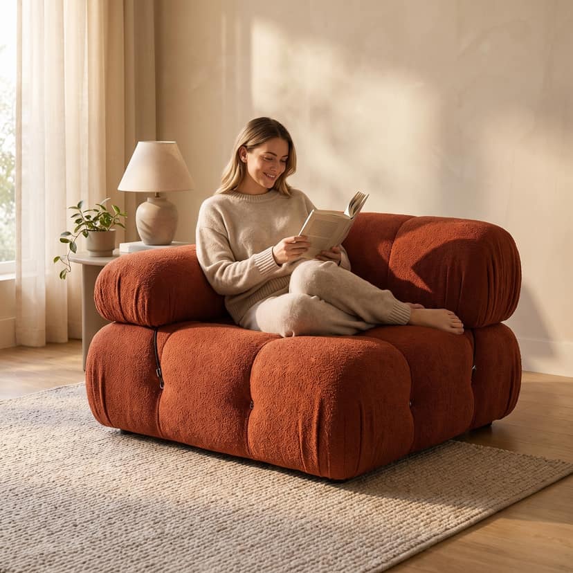 Chameleon (Mario) Sofa single seat / orange red - single-seat compressed foam sofa