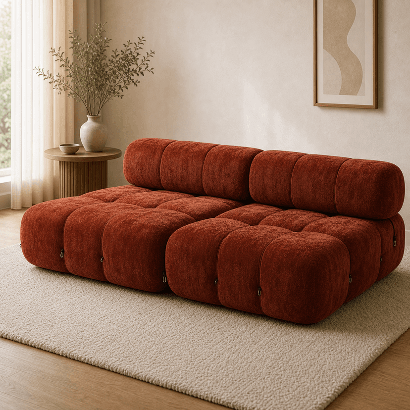 Chameleon (Mario) Sofa double seat / orange red - two-seat compressed foam sofa