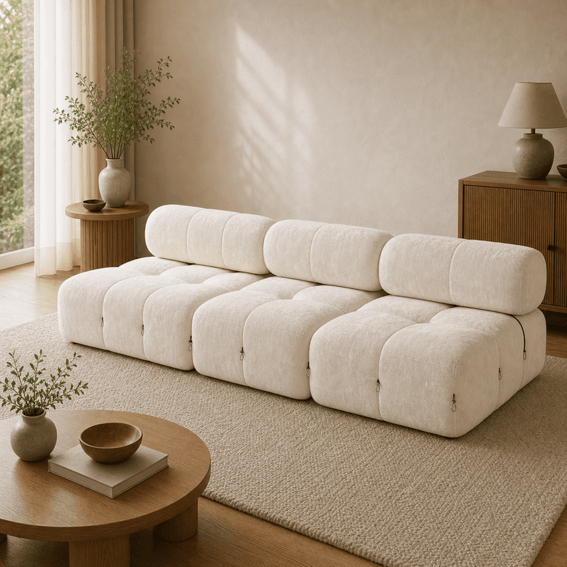 Chameleon (Mario) Sofa 3-seat / off-white - three-seat compressed foam sofa