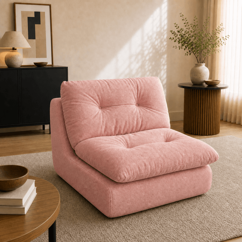 Chiffon Sofa pink - single-seat compressed foam sofa