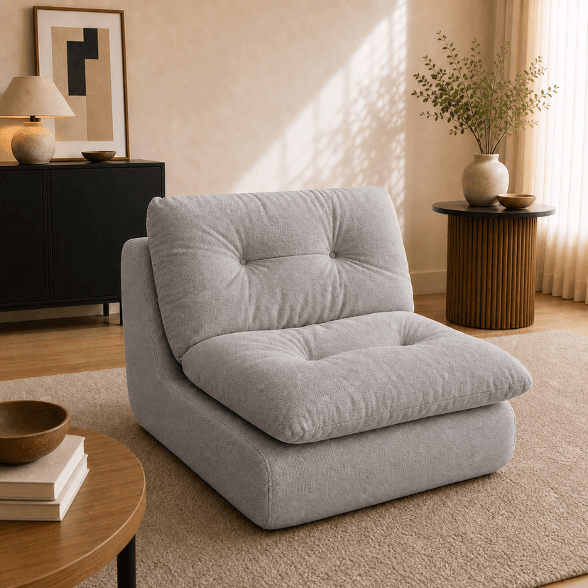 Chiffon Sofa gray - single-seat compressed foam sofa