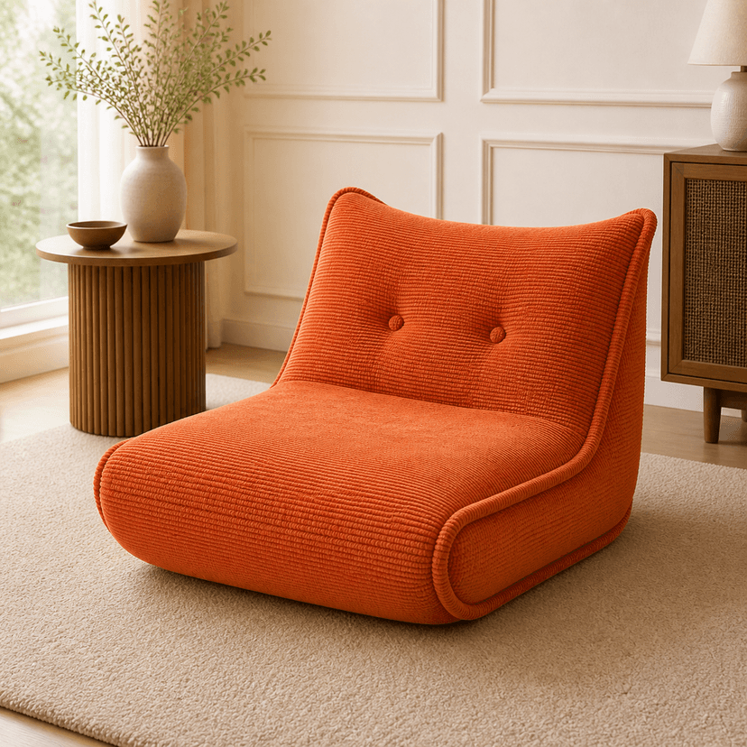 Dumpling Chair orange - single-seat compressed foam sofa