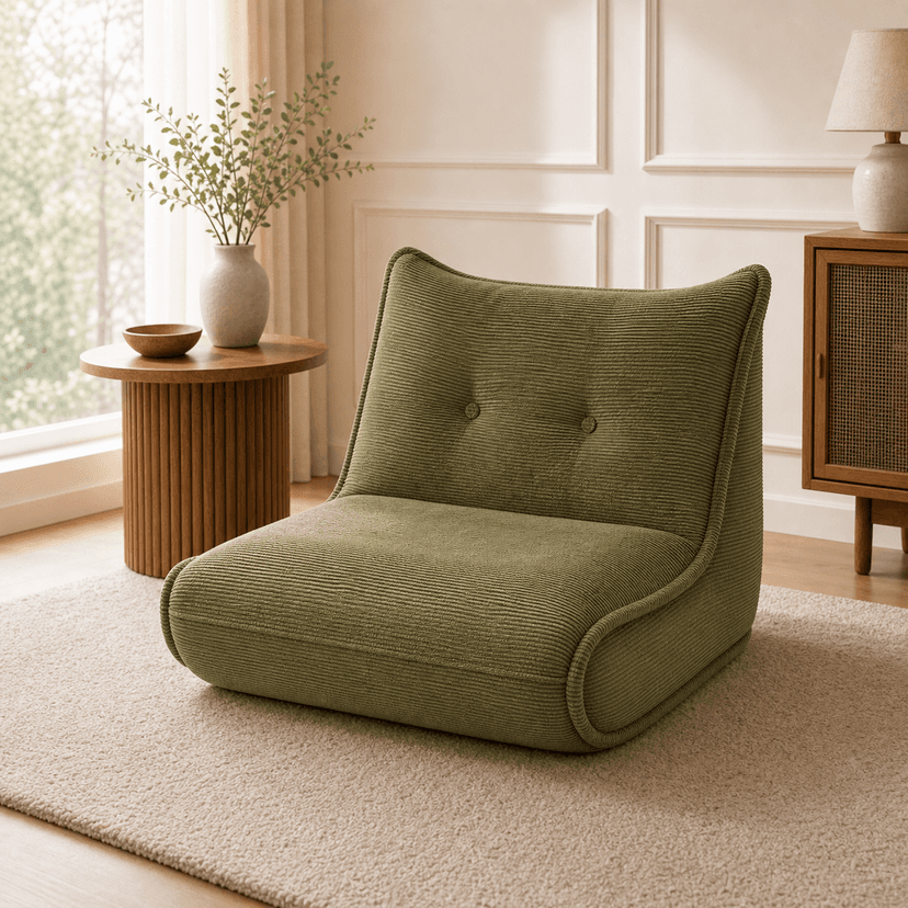 Dumpling Chair olive green - single-seat compressed foam sofa