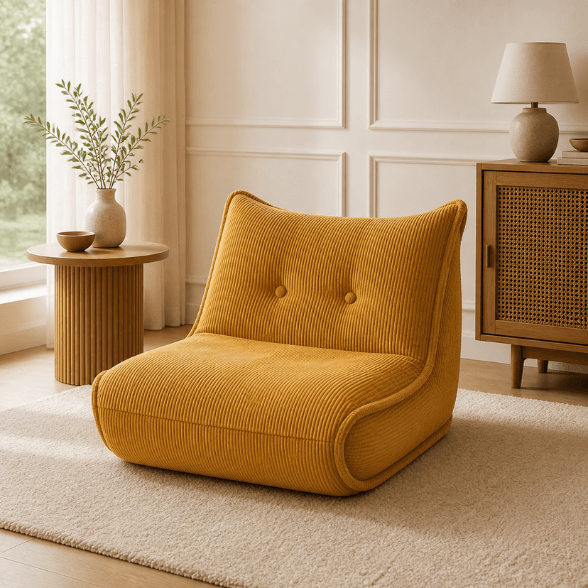 Dumpling Chair mustard yellow - single-seat compressed foam sofa