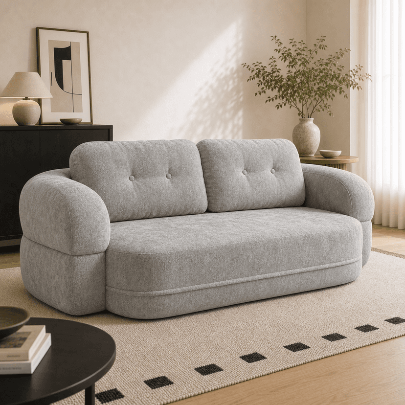 Eggshell Sofa gray - single-seat compressed foam sofa