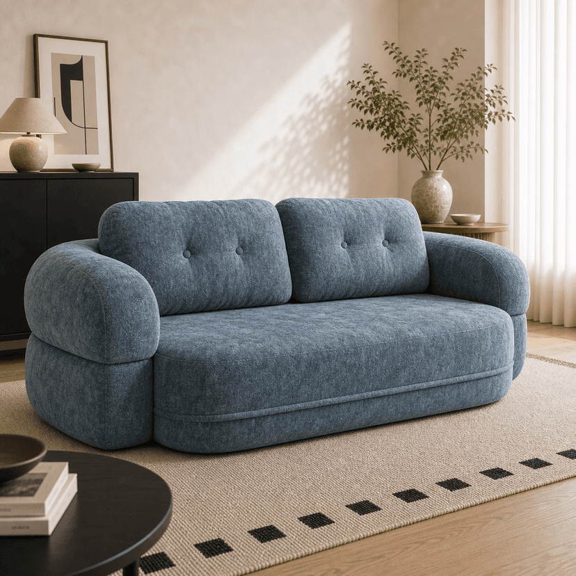 Eggshell Sofa blue - single-seat compressed foam sofa