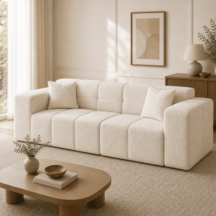 Marshmallow Sofa 1 double seat / cream white - two-seat compressed foam sofa