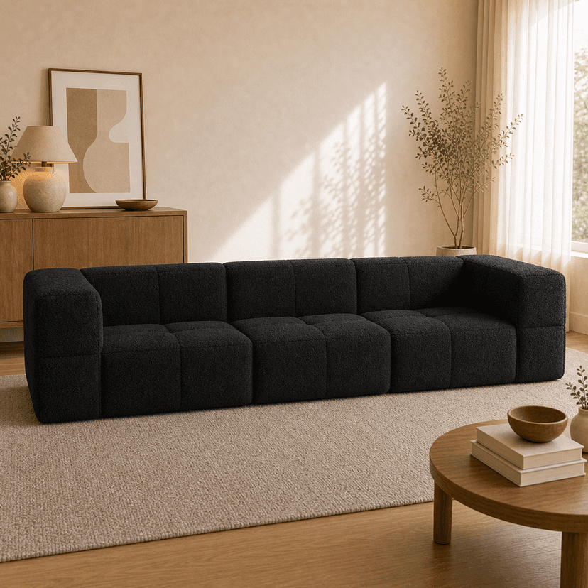 Marshmallow Sofa 1 3-seat / black - three-seat compressed foam sofa