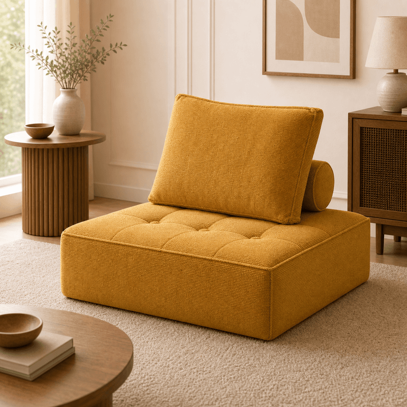 Piemonte mustard yellow - single-seat compressed foam sofa