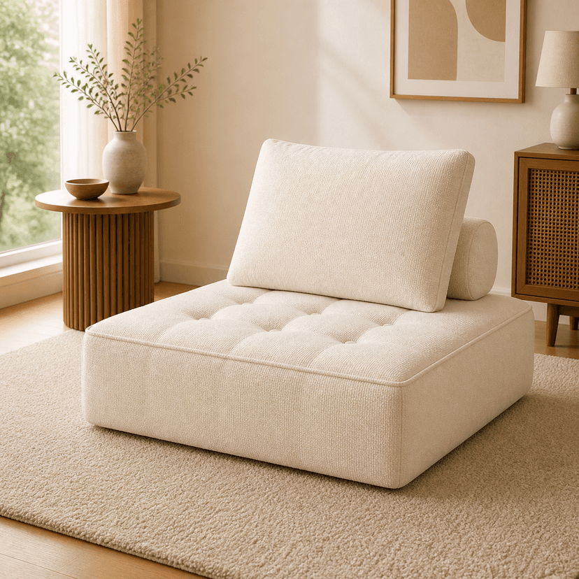 Piemonte off-white - single-seat compressed foam sofa