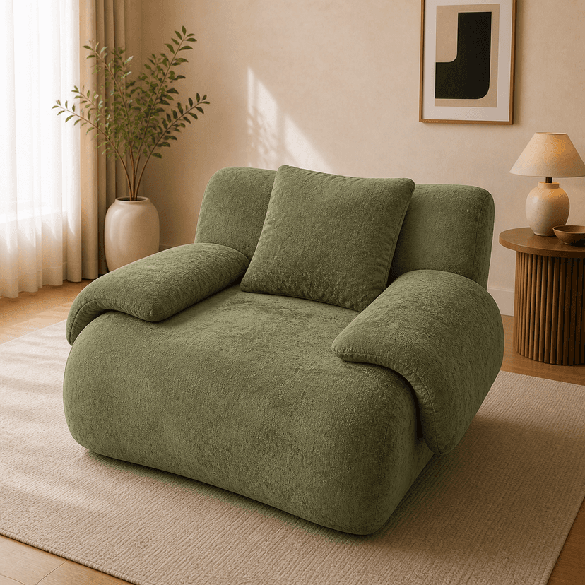 Remy Sofa single seat / olive green - single-seat compressed foam sofa