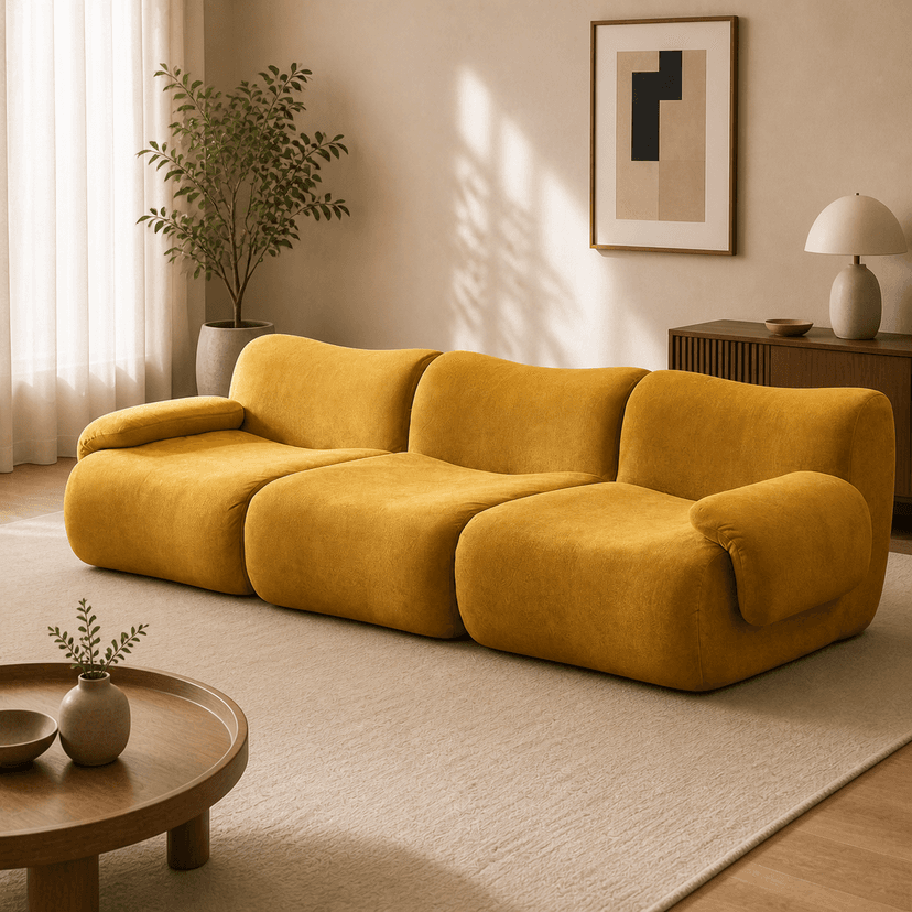 Remy Sofa 3-seat / mustard yellow - three-seat compressed foam sofa