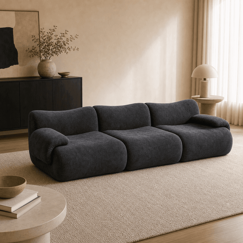 Remy Sofa 3-seat / dark gray - three-seat compressed foam sofa
