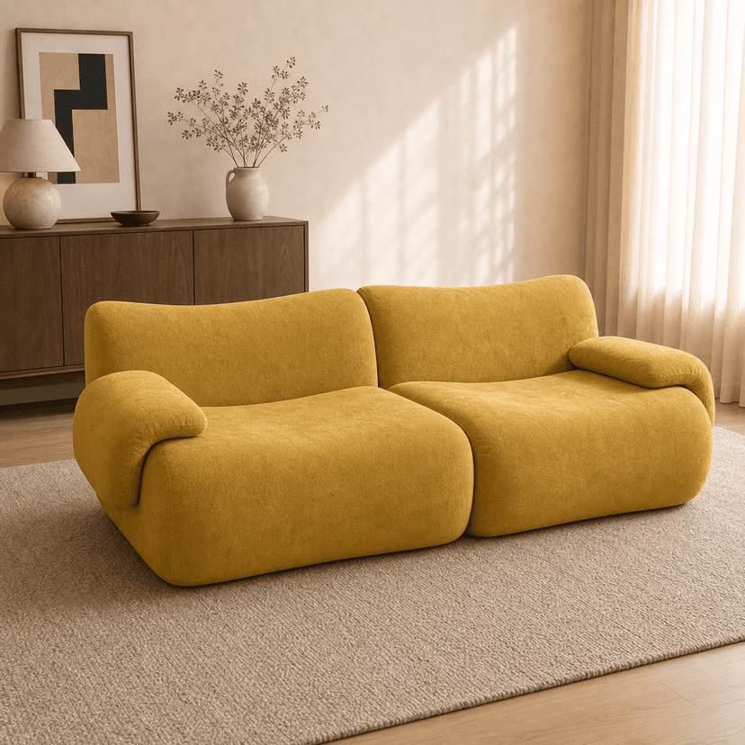 Remy Sofa double seat / mustard yellow - two-seat compressed foam sofa
