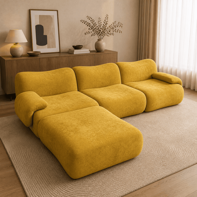 Remy Sofa combination / mustard yellow - modular compressed modular sofa