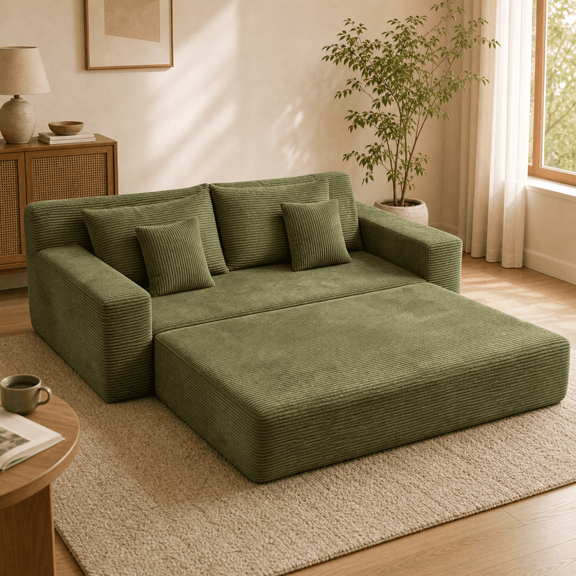 Shar Pei Pull-Out Bed green / pull-out - single-seat compressed foam sofa