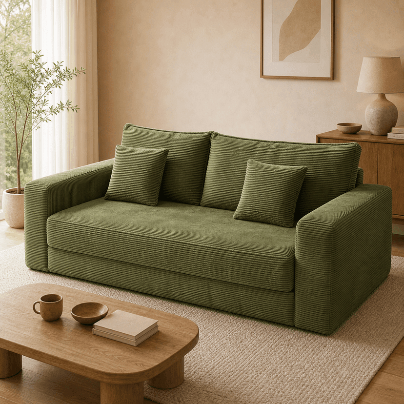 Shar Pei Pull-Out Bed green - single-seat compressed foam sofa