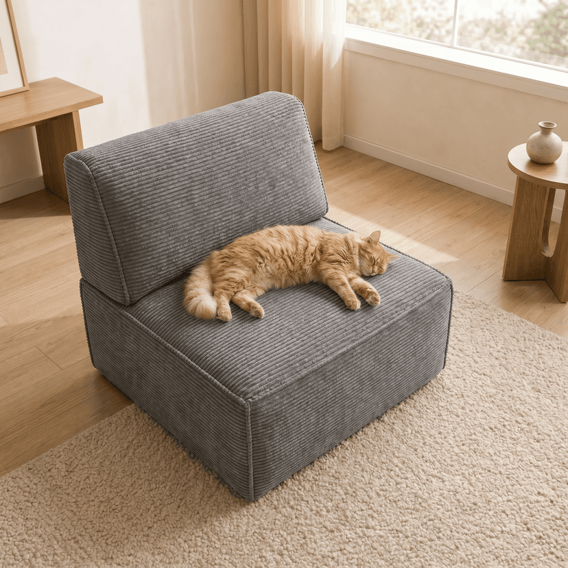 Tofu High-Back Sofa 1 single seat / gray - single-seat compressed foam sofa