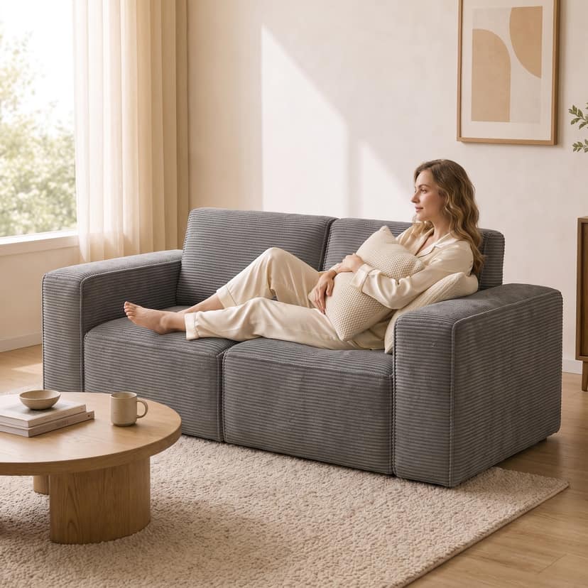 Tofu High-Back Sofa 1 double seat / gray - two-seat compressed foam sofa