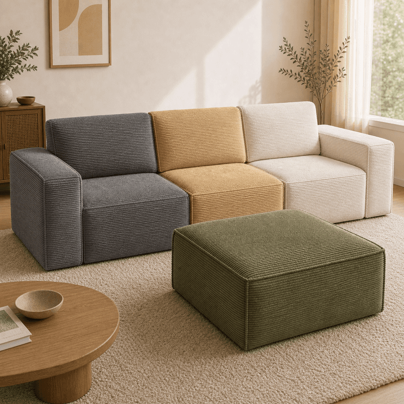 Tofu High-Back Sofa 1 3-seat with ottoman combination / multi-color combination - modular compressed modular sofa