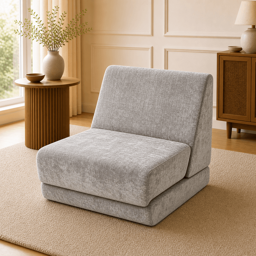 Tri-Fold Sofa light gray - single-seat compressed foam sofa