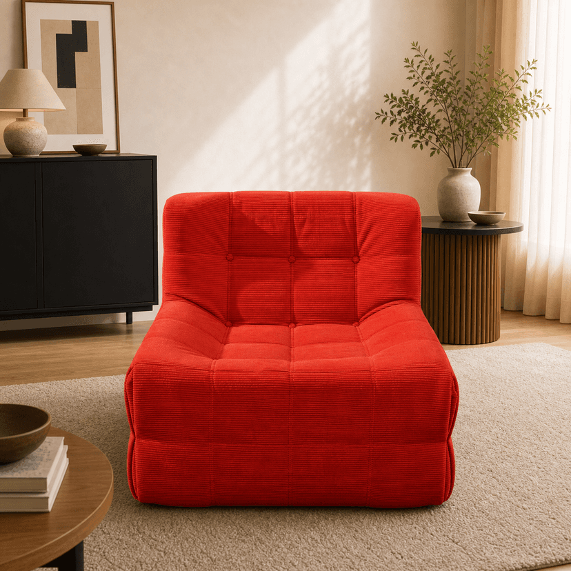 Waffle Sofa single seat / bright red - single-seat compressed foam sofa