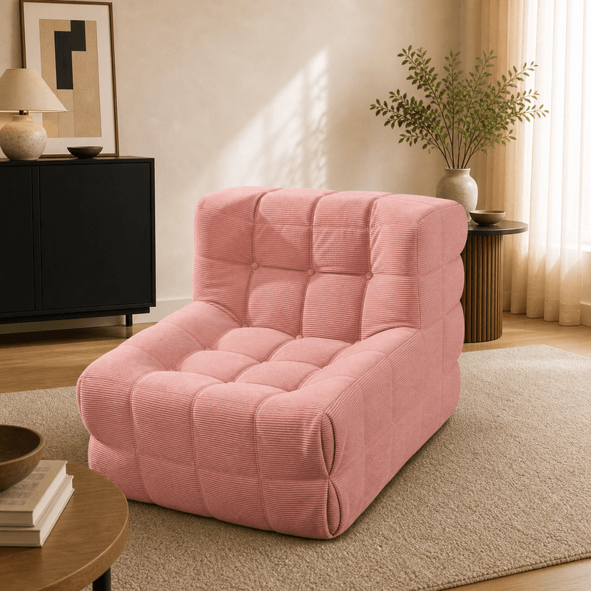 Waffle Sofa single seat / pink - single-seat compressed foam sofa