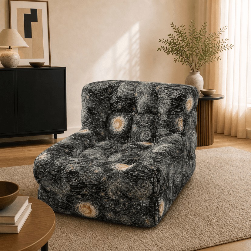 Waffle Sofa single seat / patterned - single-seat compressed foam sofa