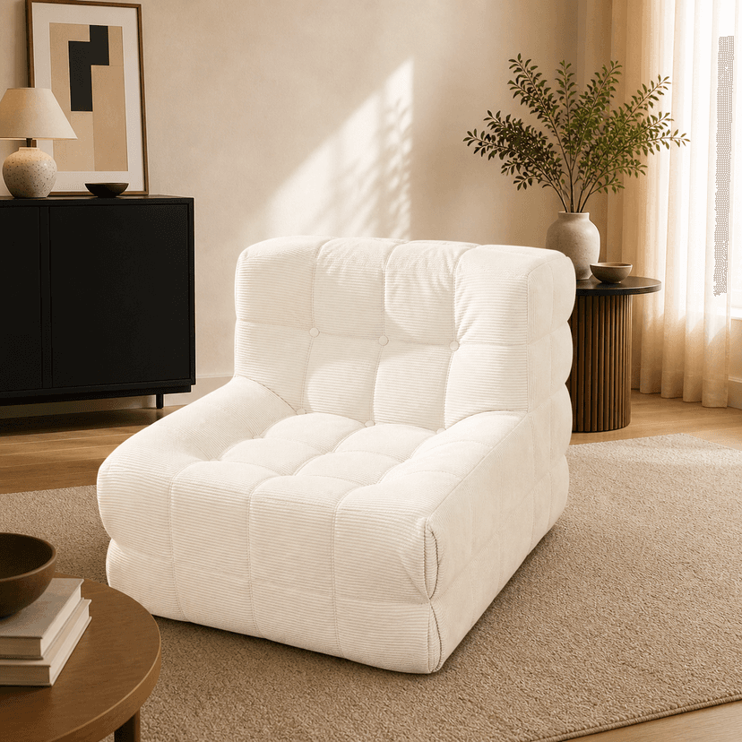 Waffle Sofa single seat / off-white - single-seat compressed foam sofa