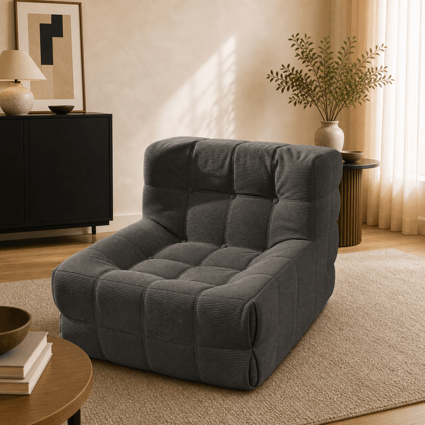 Waffle Sofa single seat / dark gray - single-seat compressed foam sofa