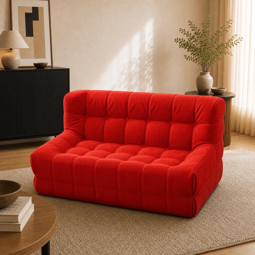 Waffle Sofa double seat / bright red - two-seat compressed foam sofa