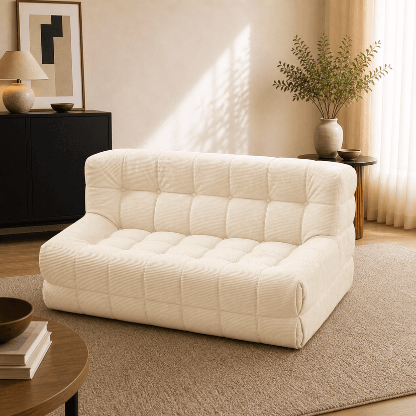 Waffle Sofa double seat / off-white - two-seat compressed foam sofa