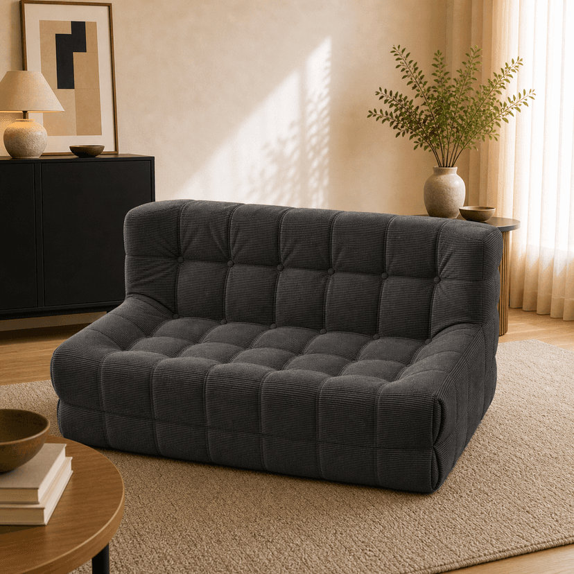 Waffle Sofa double seat / dark gray - two-seat compressed foam sofa