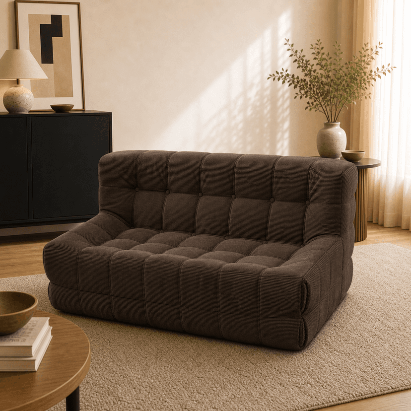 Waffle Sofa double seat / dark coffee - two-seat compressed foam sofa