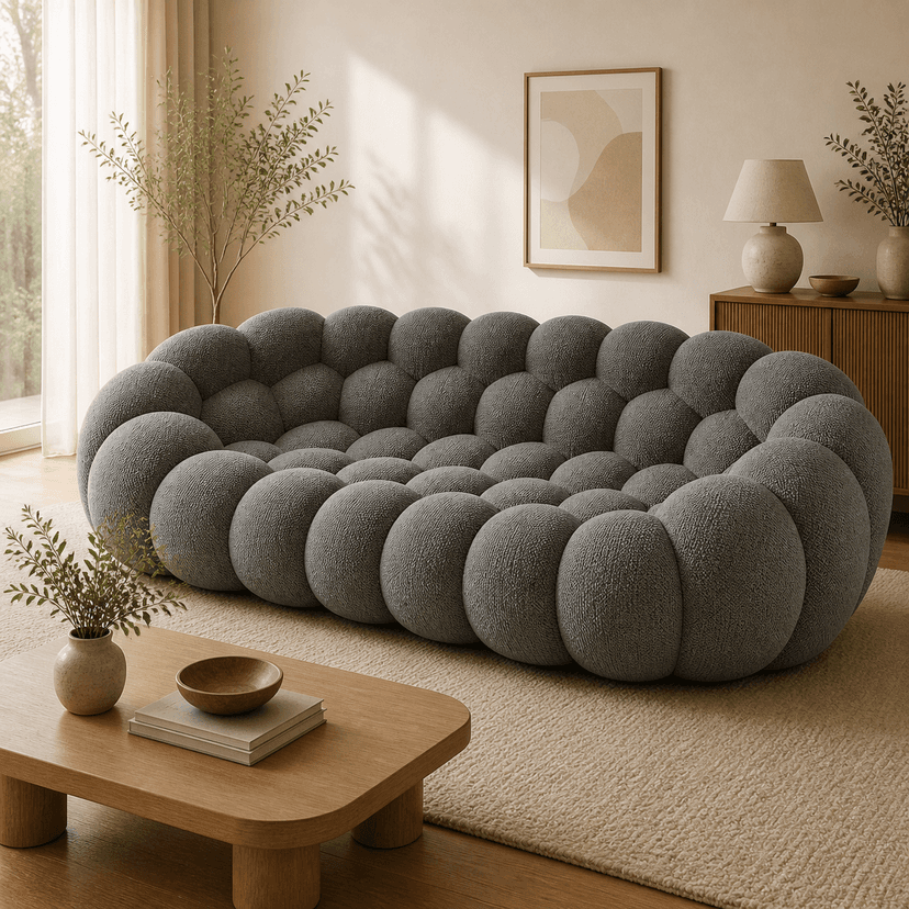 Bubble Sofa graydouble seat - two-seat compressed foam sofa