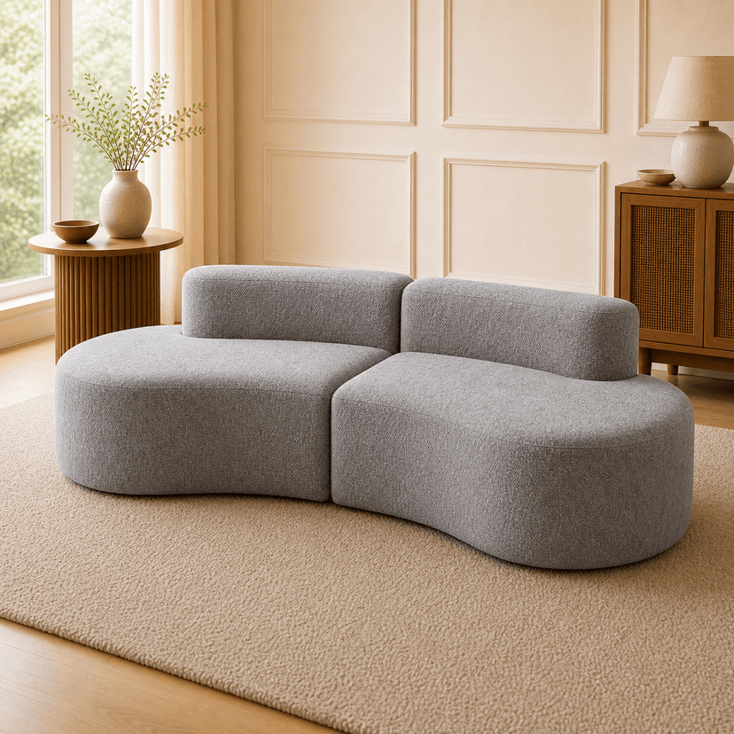 Cashew Sofa double seat / light gray - two-seat compressed foam sofa