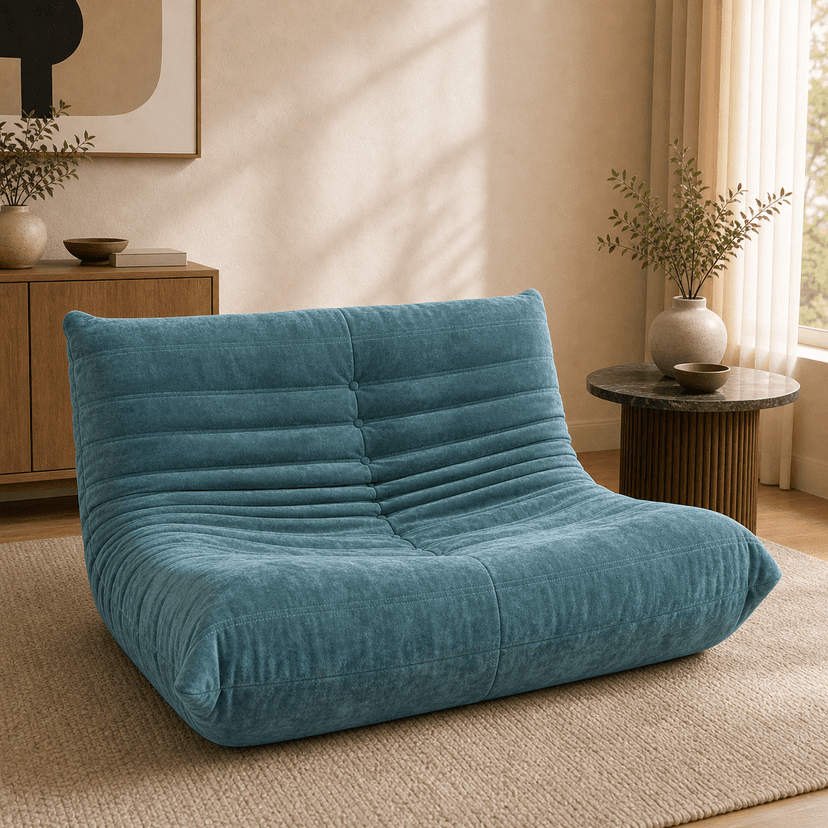 Caterpillar Sofa double seat / lake blue - two-seat compressed foam sofa