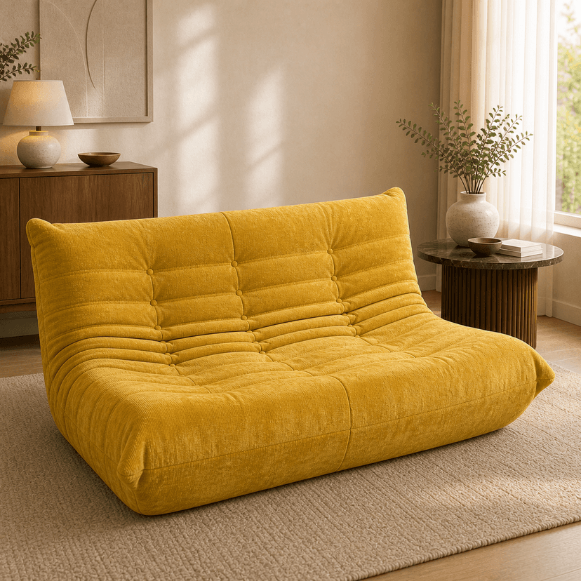 Caterpillar Sofa double seat / mustard yellow - two-seat compressed foam sofa