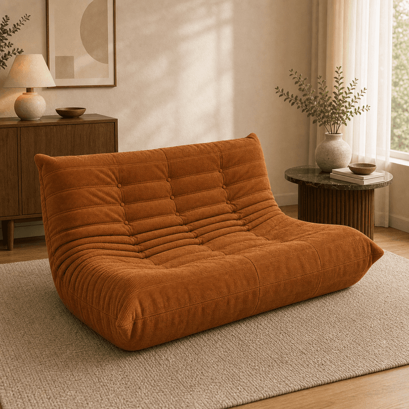 Caterpillar Sofa double seat / caramel brown - two-seat compressed foam sofa