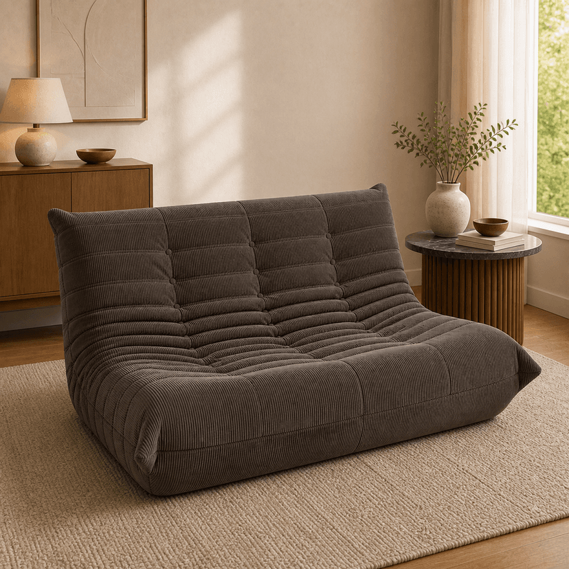 Caterpillar Sofa double seat / dark taupe gray - two-seat compressed foam sofa