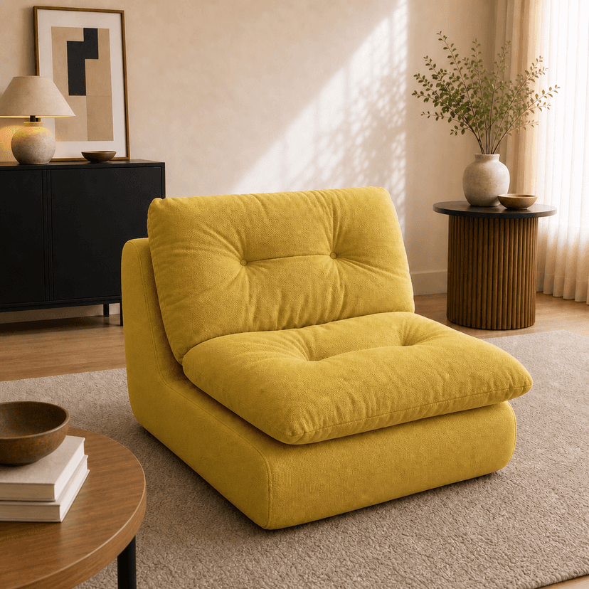 Chiffon Sofa mustard yellow - single-seat compressed foam sofa