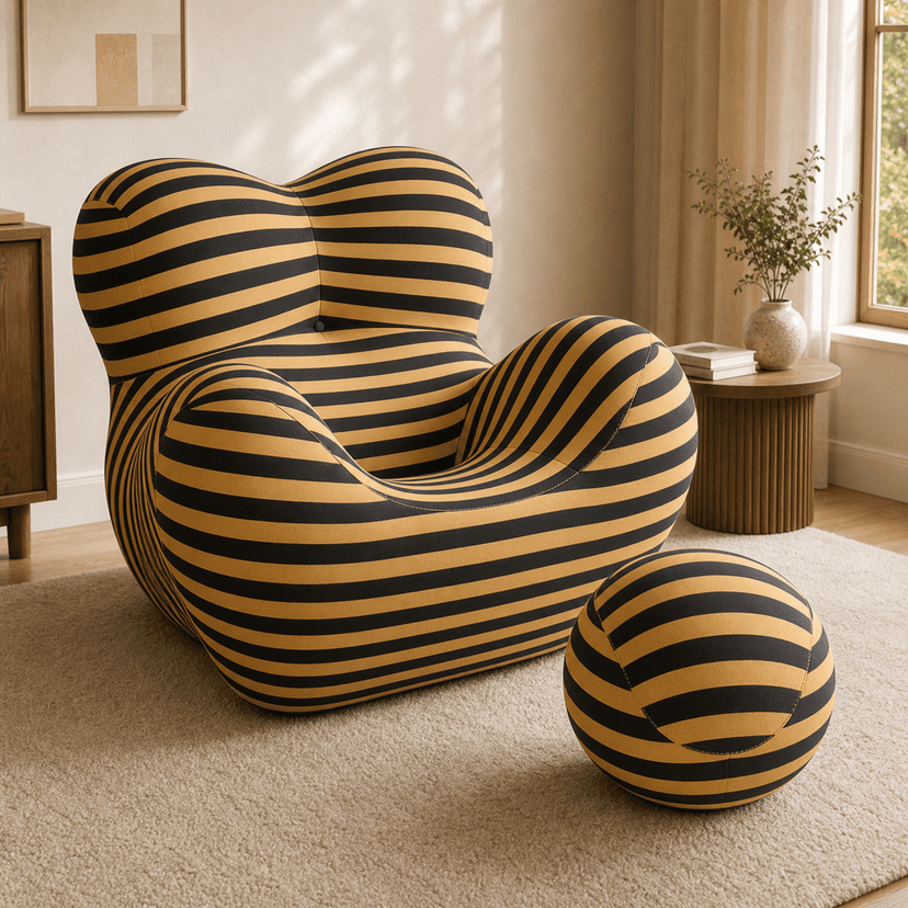 Mama Hug Sofa brownstriped - single-seat compressed foam sofa