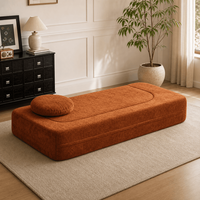Peanut Sofa Bed orange - single-seat compressed foam sofa