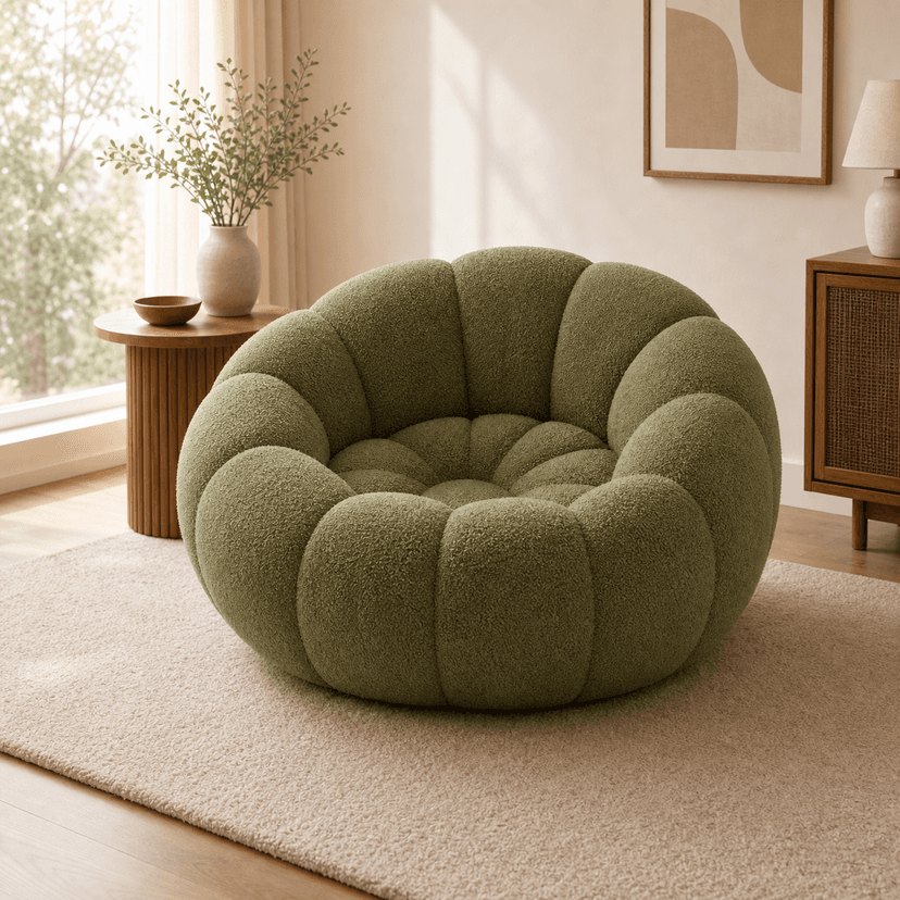 Petal Sofa green - single-seat compressed foam sofa
